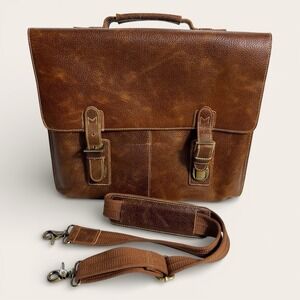 AmeriLeather Classical Leather Organizer Briefcase Bag Travel Business Strap